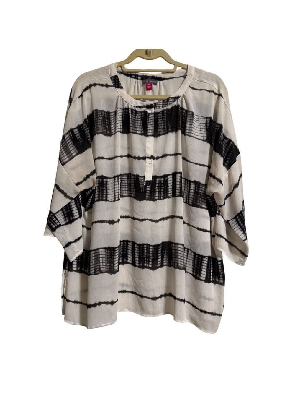 Vince Camuto Black and White Striped Pullover Blouse